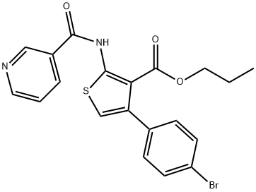 propyl 4-(4-bromophenyl)-2-[(pyridin-3-ylcarbonyl)amino]thiophene-3-carboxylate 结构式