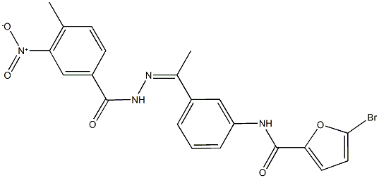 5-bromo-N-[3-(N-{3-nitro-4-methylbenzoyl}ethanehydrazonoyl)phenyl]-2-furamide 化学構造式