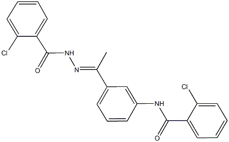 2-chloro-N-{3-[N-(2-chlorobenzoyl)ethanehydrazonoyl]phenyl}benzamide 结构式