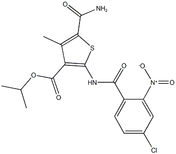 isopropyl 5-(aminocarbonyl)-2-({4-chloro-2-nitrobenzoyl}amino)-4-methylthiophene-3-carboxylate 结构式