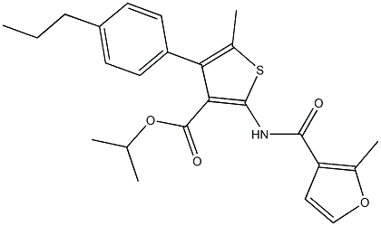 isopropyl 5-methyl-2-[(2-methyl-3-furoyl)amino]-4-(4-propylphenyl)thiophene-3-carboxylate 结构式