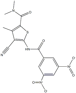 5-({3,5-bisnitrobenzoyl}amino)-4-cyano-N,N,3-trimethylthiophene-2-carboxamide Structure
