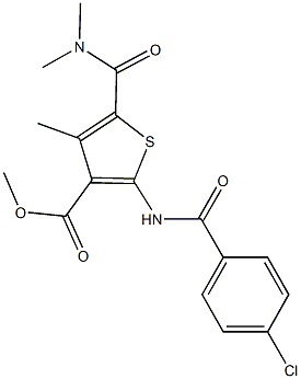 methyl 2-[(4-chlorobenzoyl)amino]-5-[(dimethylamino)carbonyl]-4-methyl-3-thiophenecarboxylate,445008-97-9,结构式