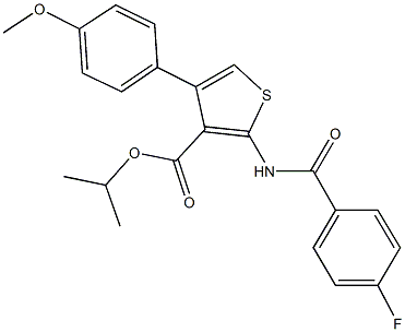 isopropyl 2-[(4-fluorobenzoyl)amino]-4-(4-methoxyphenyl)thiophene-3-carboxylate,445012-98-6,结构式