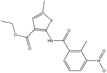 ethyl 2-({3-nitro-2-methylbenzoyl}amino)-5-methylthiophene-3-carboxylate Structure