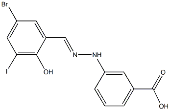 3-[2-(5-bromo-2-hydroxy-3-iodobenzylidene)hydrazino]benzoic acid Structure