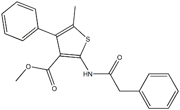 methyl 5-methyl-4-phenyl-2-[(phenylacetyl)amino]thiophene-3-carboxylate 化学構造式