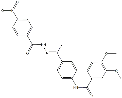 N-[4-(N-{4-nitrobenzoyl}ethanehydrazonoyl)phenyl]-3,4-dimethoxybenzamide 结构式