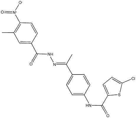 5-chloro-N-[4-(N-{4-nitro-3-methylbenzoyl}ethanehydrazonoyl)phenyl]-2-thiophenecarboxamide,445013-81-0,结构式