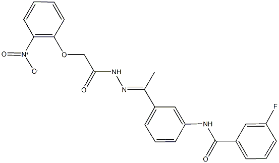 3-fluoro-N-{3-[N-({2-nitrophenoxy}acetyl)ethanehydrazonoyl]phenyl}benzamide Structure