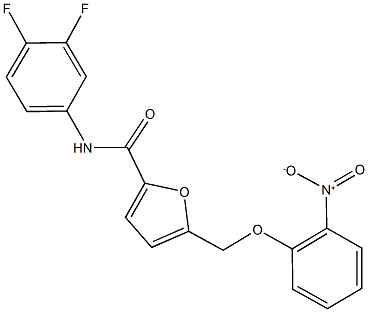 N-(3,4-difluorophenyl)-5-({2-nitrophenoxy}methyl)-2-furamide 化学構造式