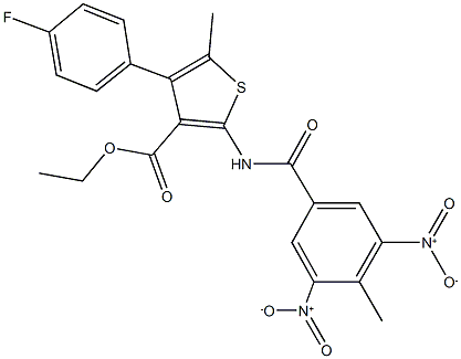ethyl 2-({3,5-bisnitro-4-methylbenzoyl}amino)-4-(4-fluorophenyl)-5-methylthiophene-3-carboxylate,445014-46-0,结构式