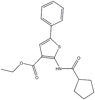 ethyl 2-[(cyclopentylcarbonyl)amino]-5-phenylthiophene-3-carboxylate Struktur