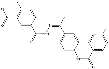 4-fluoro-N-[4-(N-{3-nitro-4-methylbenzoyl}ethanehydrazonoyl)phenyl]benzamide 化学構造式