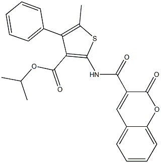 isopropyl 5-methyl-2-{[(2-oxo-2H-chromen-3-yl)carbonyl]amino}-4-phenyl-3-thiophenecarboxylate,445014-84-6,结构式