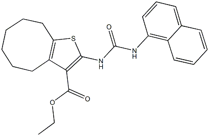 ethyl 2-{[(1-naphthylamino)carbonyl]amino}-4,5,6,7,8,9-hexahydrocycloocta[b]thiophene-3-carboxylate 化学構造式