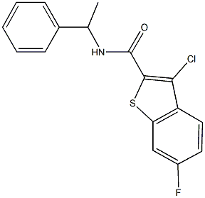 3-chloro-6-fluoro-N-(1-phenylethyl)-1-benzothiophene-2-carboxamide Structure