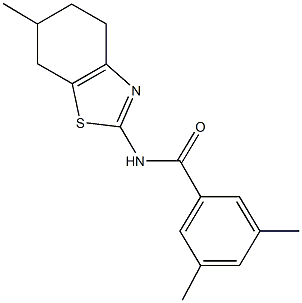 3,5-dimethyl-N-(6-methyl-4,5,6,7-tetrahydro-1,3-benzothiazol-2-yl)benzamide,445015-62-3,结构式