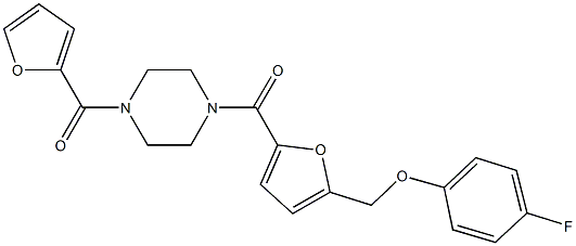 1-{5-[(4-fluorophenoxy)methyl]-2-furoyl}-4-(2-furoyl)piperazine Struktur
