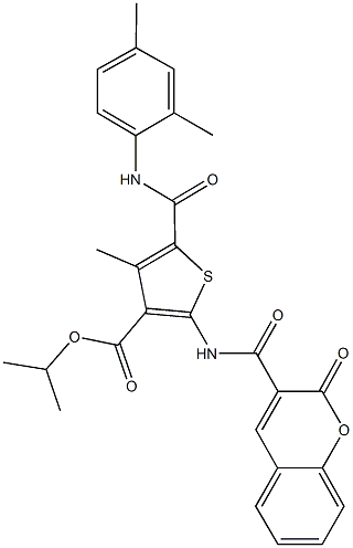 isopropyl 5-[(2,4-dimethylanilino)carbonyl]-4-methyl-2-{[(2-oxo-2H-chromen-3-yl)carbonyl]amino}-3-thiophenecarboxylate,445016-31-9,结构式