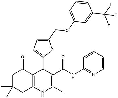 445016-32-0 2,7,7-trimethyl-5-oxo-N-(2-pyridinyl)-4-(5-{[3-(trifluoromethyl)phenoxy]methyl}-2-furyl)-1,4,5,6,7,8-hexahydro-3-quinolinecarboxamide