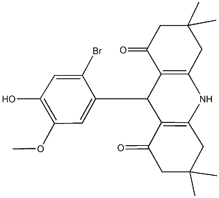 9-(2-bromo-4-hydroxy-5-methoxyphenyl)-3,3,6,6-tetramethyl-3,4,6,7,9,10-hexahydro-1,8(2H,5H)-acridinedione,445016-48-8,结构式