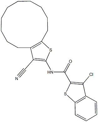 3-chloro-N-(3-cyano-4,5,6,7,8,9,10,11,12,13-decahydrocyclododeca[b]thien-2-yl)-1-benzothiophene-2-carboxamide Structure