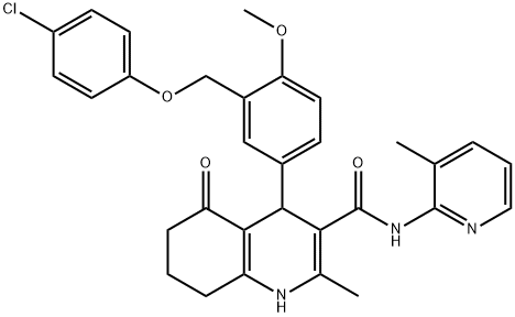 445016-53-5 4-{3-[(4-chlorophenoxy)methyl]-4-methoxyphenyl}-2-methyl-N-(3-methyl-2-pyridinyl)-5-oxo-1,4,5,6,7,8-hexahydro-3-quinolinecarboxamide