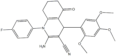 2-amino-1-(4-fluorophenyl)-5-oxo-4-(2,4,5-trimethoxyphenyl)-1,4,5,6,7,8-hexahydro-3-quinolinecarbonitrile 结构式