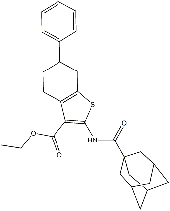 ethyl 2-[(1-adamantylcarbonyl)amino]-6-phenyl-4,5,6,7-tetrahydro-1-benzothiophene-3-carboxylate,445016-82-0,结构式