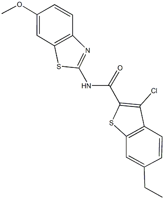 3-chloro-6-ethyl-N-(6-methoxy-1,3-benzothiazol-2-yl)-1-benzothiophene-2-carboxamide Struktur