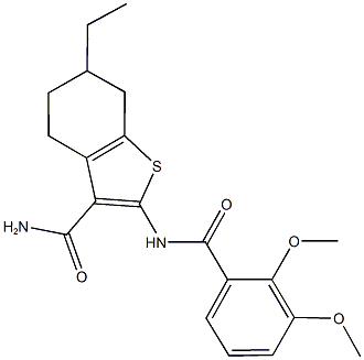 2-[(2,3-dimethoxybenzoyl)amino]-6-ethyl-4,5,6,7-tetrahydro-1-benzothiophene-3-carboxamide Struktur