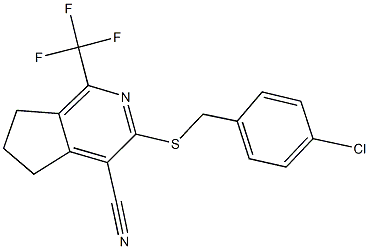 3-[(4-chlorobenzyl)sulfanyl]-1-(trifluoromethyl)-6,7-dihydro-5H-cyclopenta[c]pyridine-4-carbonitrile,445017-02-7,结构式