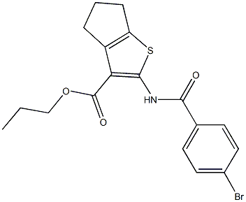 propyl 2-[(4-bromobenzoyl)amino]-5,6-dihydro-4H-cyclopenta[b]thiophene-3-carboxylate 化学構造式