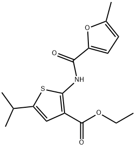 ethyl 5-isopropyl-2-[(5-methyl-2-furoyl)amino]thiophene-3-carboxylate 化学構造式