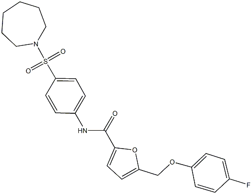 N-[4-(1-azepanylsulfonyl)phenyl]-5-[(4-fluorophenoxy)methyl]-2-furamide 结构式