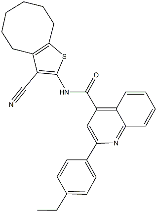 N-(3-cyano-4,5,6,7,8,9-hexahydrocycloocta[b]thien-2-yl)-2-(4-ethylphenyl)quinoline-4-carboxamide 结构式
