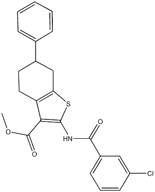 methyl 2-[(3-chlorobenzoyl)amino]-6-phenyl-4,5,6,7-tetrahydro-1-benzothiophene-3-carboxylate Struktur