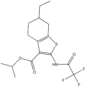 isopropyl 6-ethyl-2-[(trifluoroacetyl)amino]-4,5,6,7-tetrahydro-1-benzothiophene-3-carboxylate 结构式
