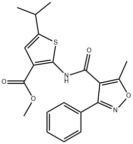 methyl 5-isopropyl-2-{[(5-methyl-3-phenylisoxazol-4-yl)carbonyl]amino}thiophene-3-carboxylate Structure