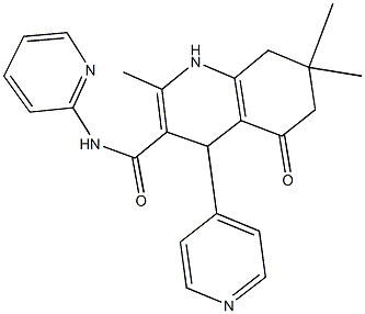 2,7,7-trimethyl-5-oxo-N-pyridin-2-yl-4-pyridin-4-yl-1,4,5,6,7,8-hexahydroquinoline-3-carboxamide,445020-90-6,结构式