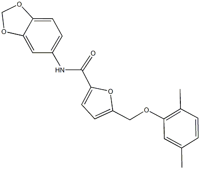 N-(1,3-benzodioxol-5-yl)-5-[(2,5-dimethylphenoxy)methyl]-2-furamide Structure