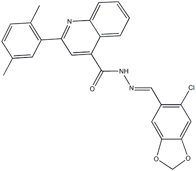 N'-[(6-chloro-1,3-benzodioxol-5-yl)methylene]-2-(2,5-dimethylphenyl)-4-quinolinecarbohydrazide,445021-32-9,结构式
