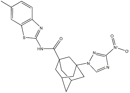 3-{3-nitro-1H-1,2,4-triazol-1-yl}-N-(6-methyl-1,3-benzothiazol-2-yl)-1-adamantanecarboxamide Structure