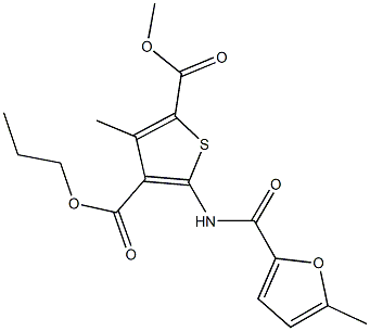 2-methyl 4-propyl 3-methyl-5-[(5-methyl-2-furoyl)amino]-2,4-thiophenedicarboxylate,445021-50-1,结构式