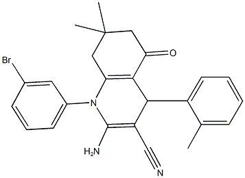 2-amino-1-(3-bromophenyl)-7,7-dimethyl-4-(2-methylphenyl)-5-oxo-1,4,5,6,7,8-hexahydro-3-quinolinecarbonitrile Structure