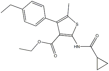 ethyl 2-[(cyclopropylcarbonyl)amino]-4-(4-ethylphenyl)-5-methyl-3-thiophenecarboxylate,445021-86-3,结构式