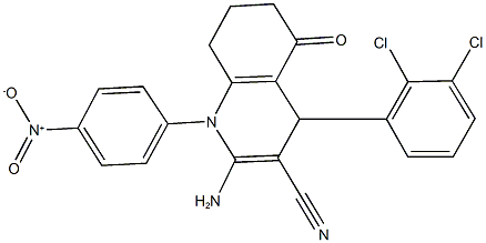 2-amino-4-(2,3-dichlorophenyl)-1-{4-nitrophenyl}-5-oxo-1,4,5,6,7,8-hexahydro-3-quinolinecarbonitrile,445021-91-0,结构式