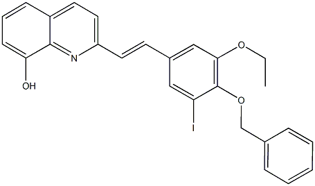 2-{2-[4-(benzyloxy)-3-ethoxy-5-iodophenyl]vinyl}-8-quinolinol Struktur