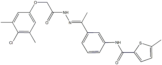 N-(3-{N-[(4-chloro-3,5-dimethylphenoxy)acetyl]ethanehydrazonoyl}phenyl)-5-methyl-2-thiophenecarboxamide|